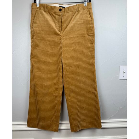 J.Crew Wide Wale Corduroy Pants Size 14 Tan Crop Straight Leg FA18 - Picture 1 of 9